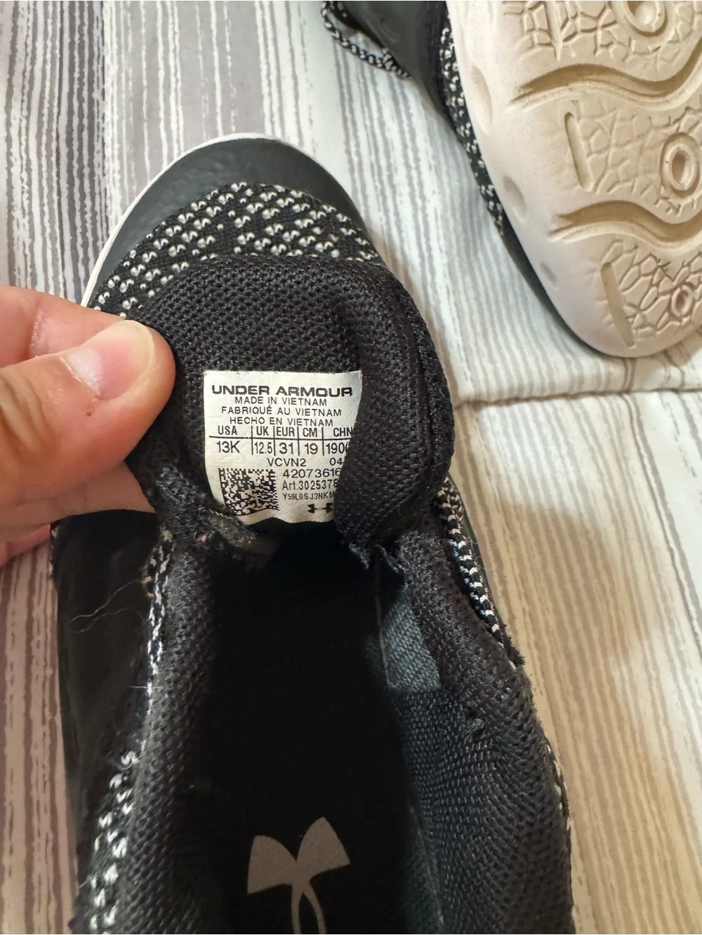 Under Armour Kids' Black and White Knit Athletic Shoes Size 13K